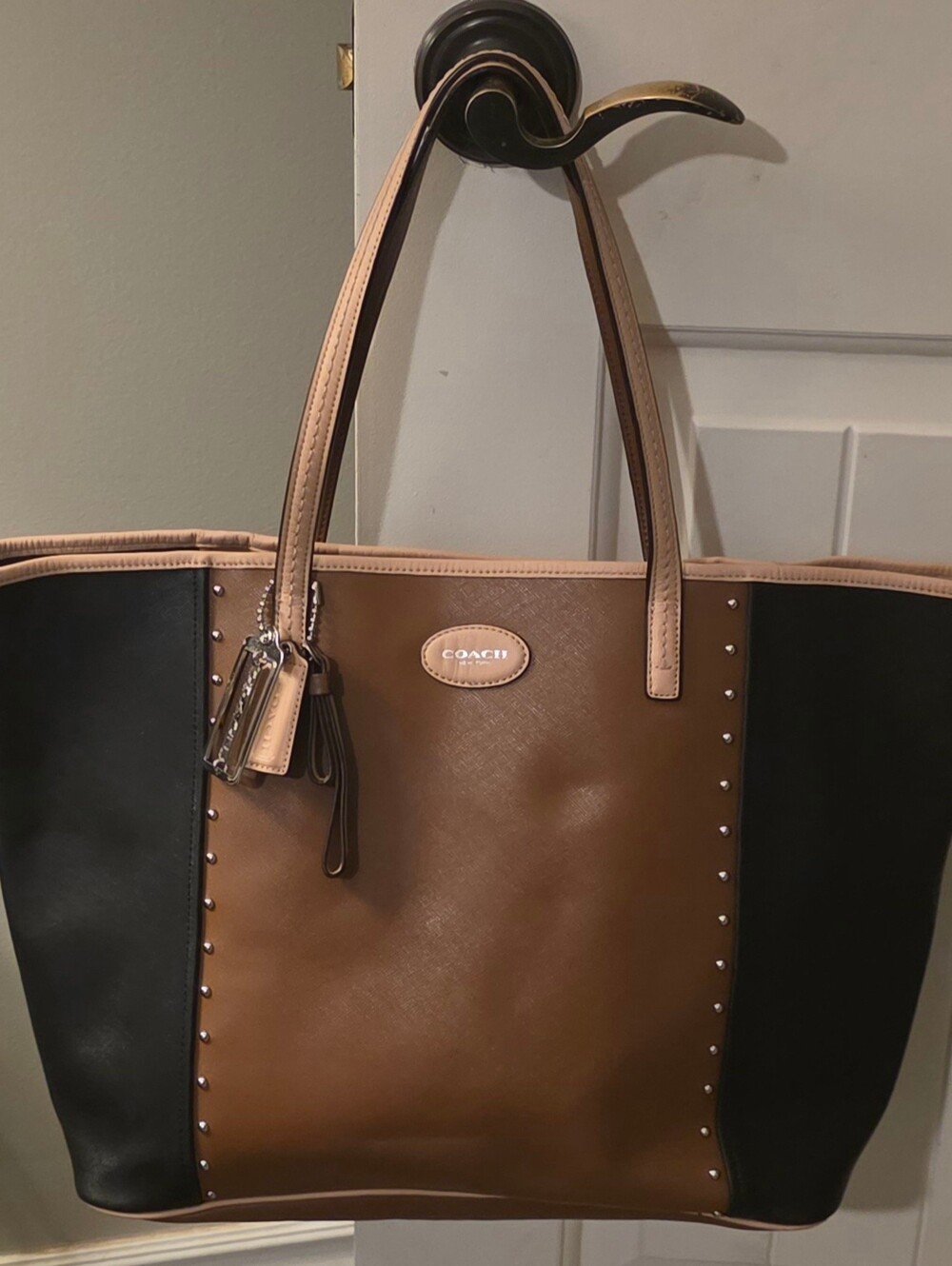 Coach Metro Colorblock Studded Leather Tote Bag Style  #F31325